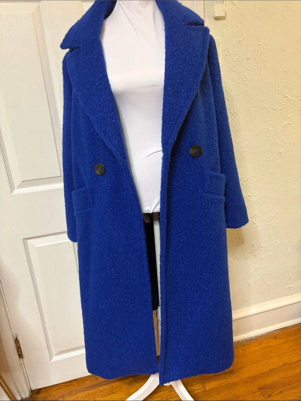 BCBGeneration Royal Blue Long Bouclé Coat - Picture 2 of 13